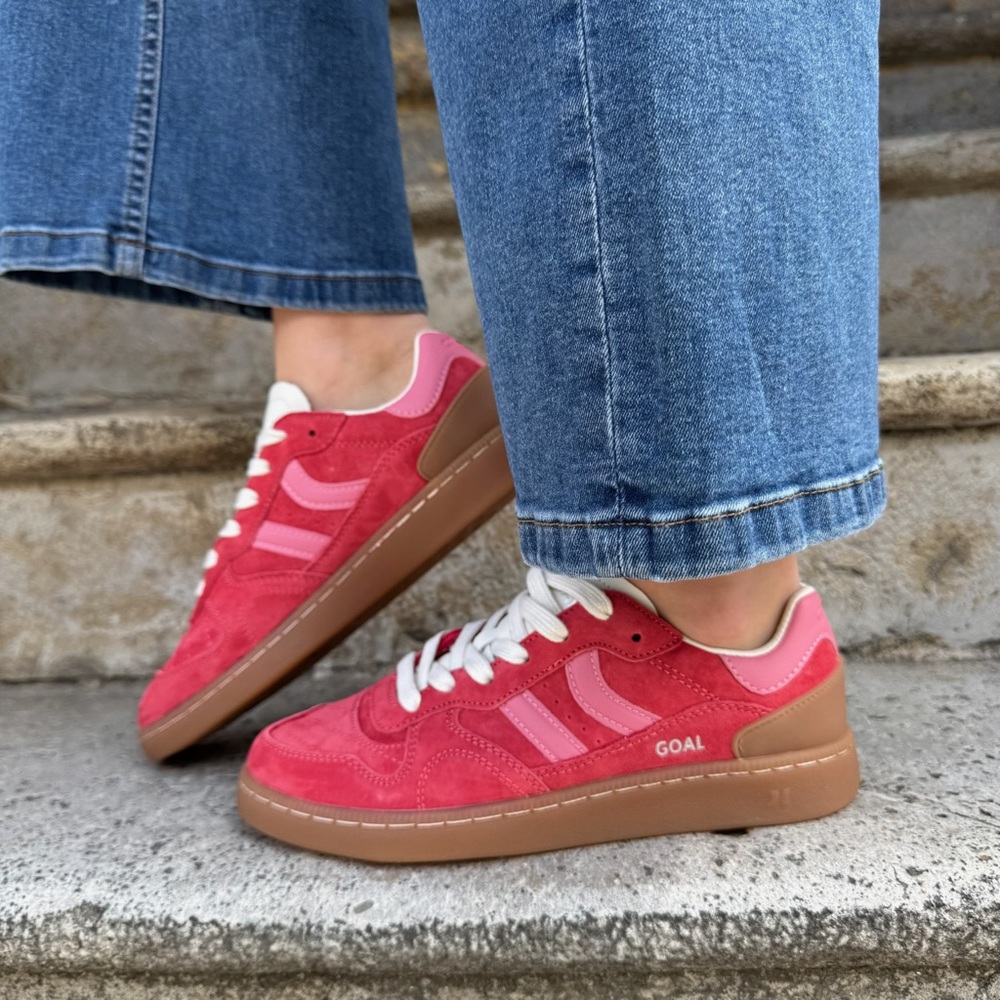 Coolway Goal Sneakers Suede Rubber Shoes Red Love Gum Pink EU 37 US 6 NEW NWT